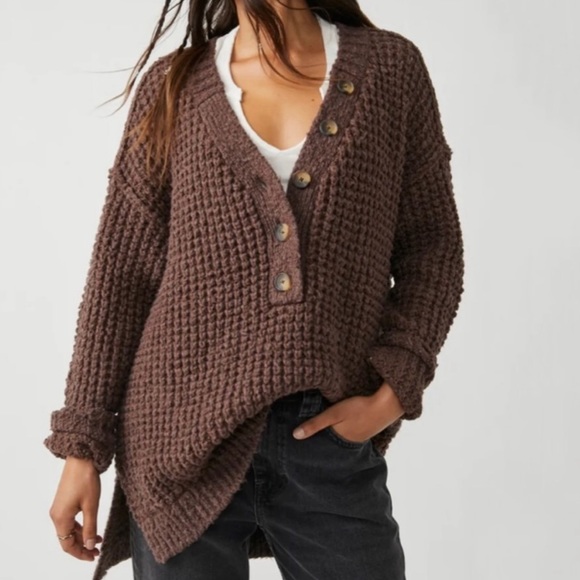 Free People NWT Whistle Thermal Henley Chunky
Knit Brown Pullover Size Small - Picture 10 of 16